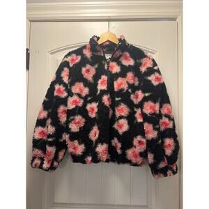 Sandy Liang For Target Floral‎ Women’s 1/4 Zip Fleece Jacket Size XS Black Pink